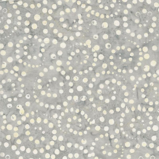 Batik Textiles-#5733-Novelty Print-White Circles-Gray B/G-Fat Quarter