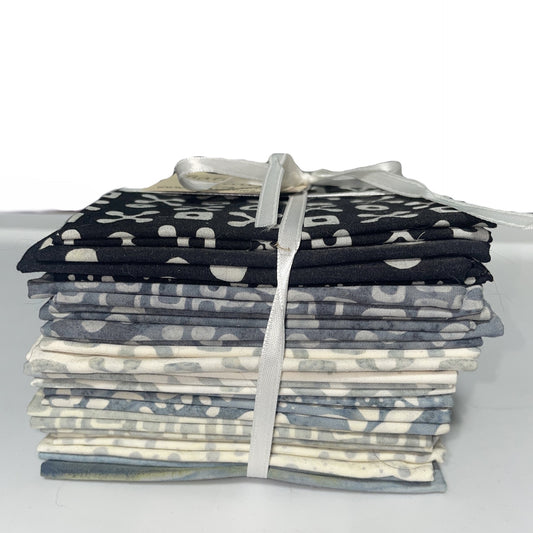 Fat Quarter Bundle-Blacks, Grays, Neutrals-Batik Textiles-16 Fat Quarters