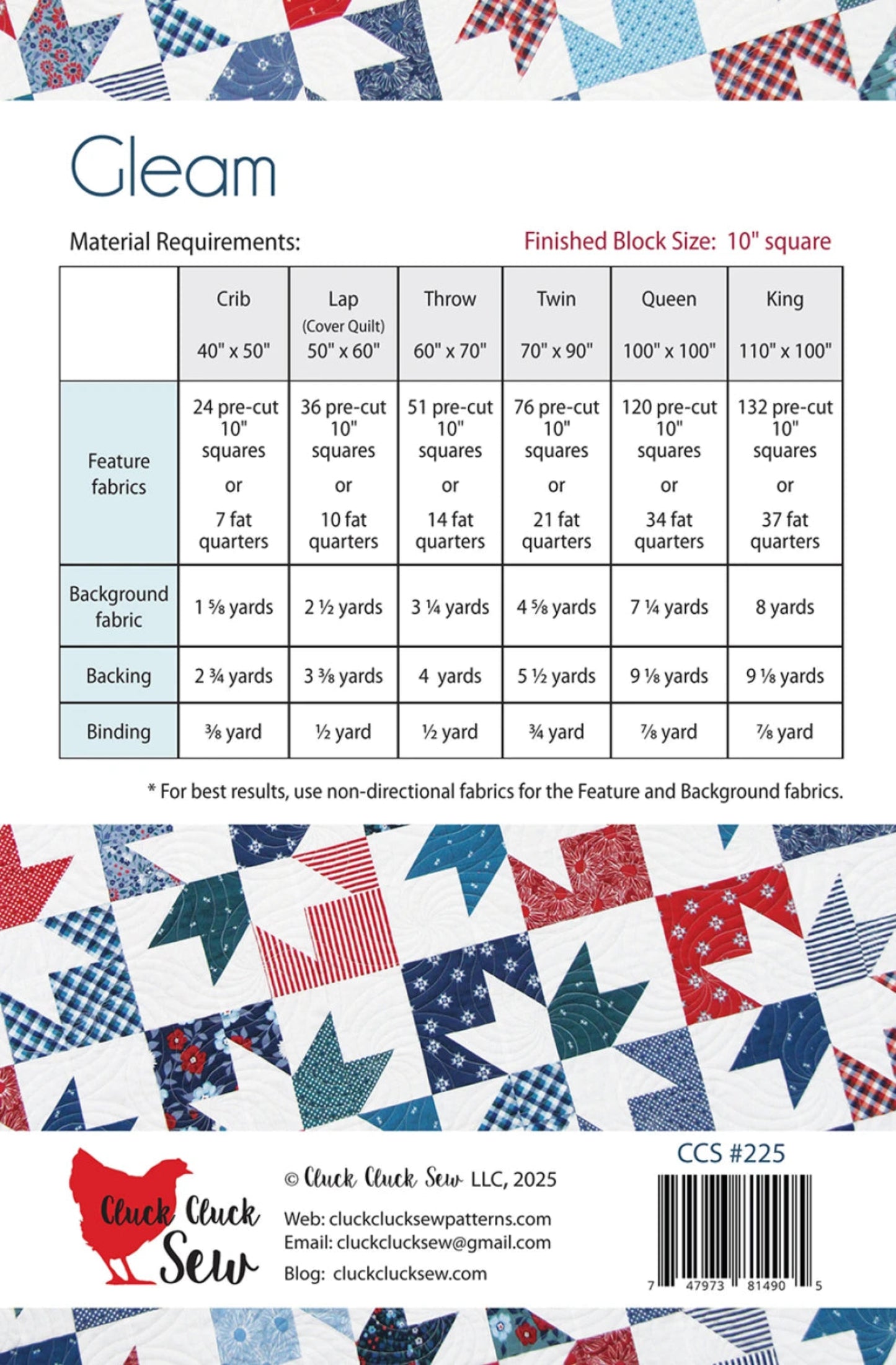 Gleam Quilt Pattern-6 Sizes-Cluck Cluck Sew