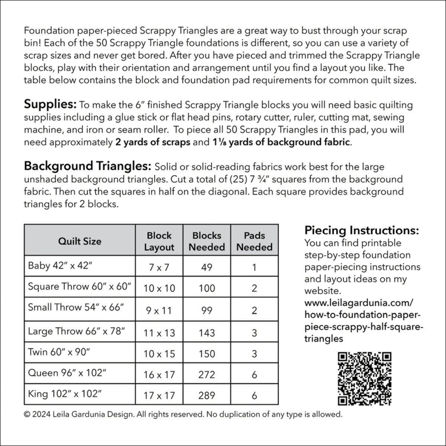 Scrappy Triangles Foundation Papers-6 Inch Finished Block