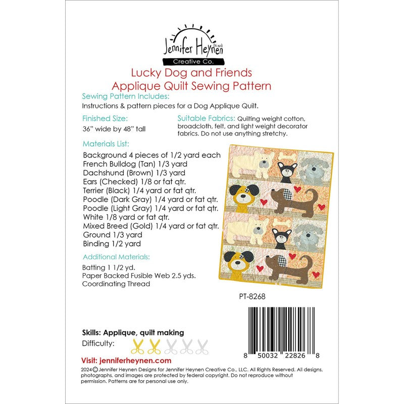 Lucky Dog and Friends Applique Quilt Pattern-Jennifer Heynen