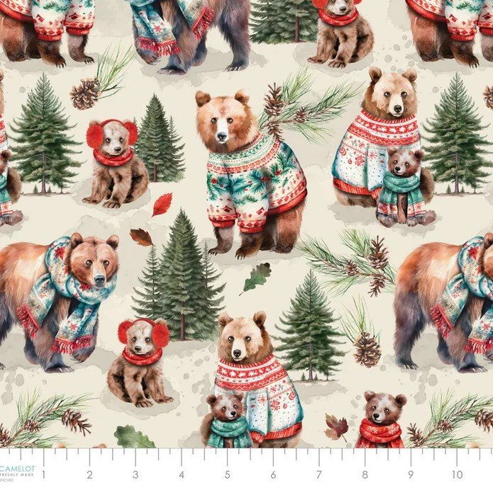 Merry Beary Solstice Snuggle-Camelot Fabrics-BTY