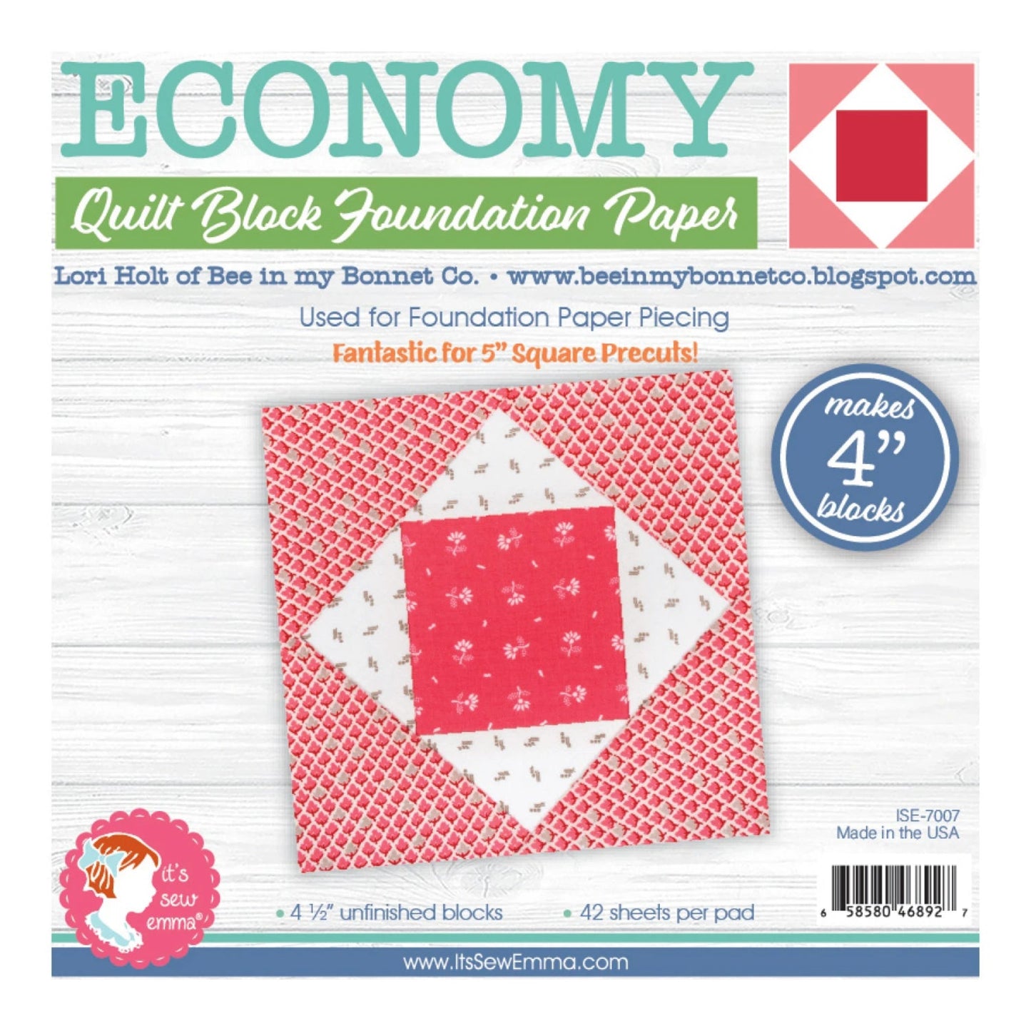 Economy Quilt Block Foundation Papers-4 Inch Block-It's Sew Emma