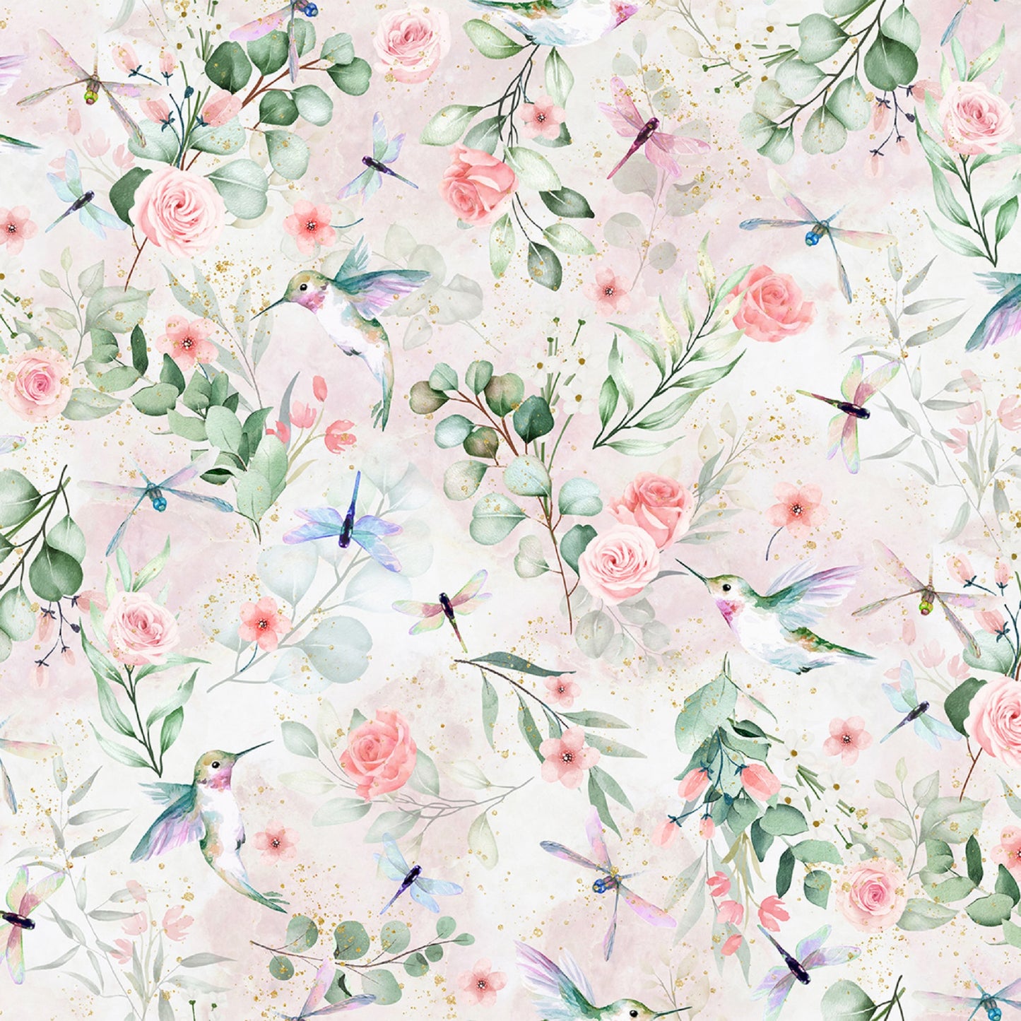 Fancy Flutter-Tea Rose-Hoffman Fabrics-BTY-Hummingbirds