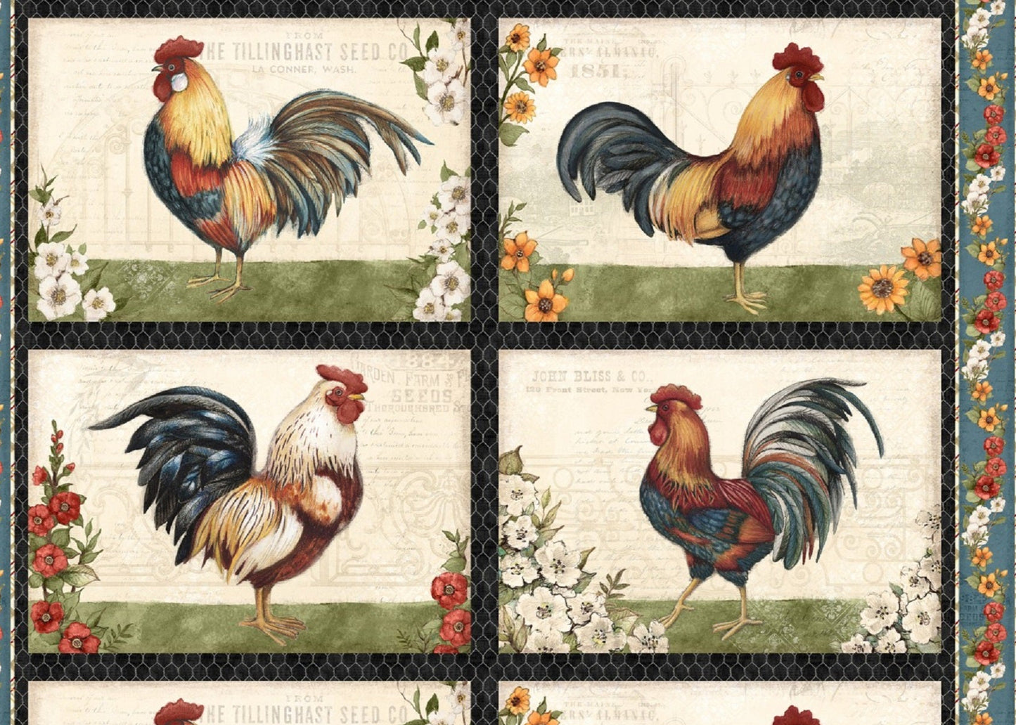Garden Gate Rooster Placemat Panel by Wilmington Prints