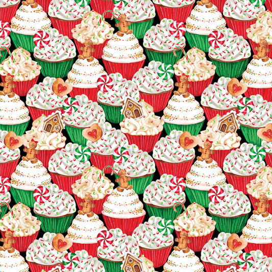 Holiday Cupcakes-Benartex Fabrics-Sugar & Spice Col.-BTY