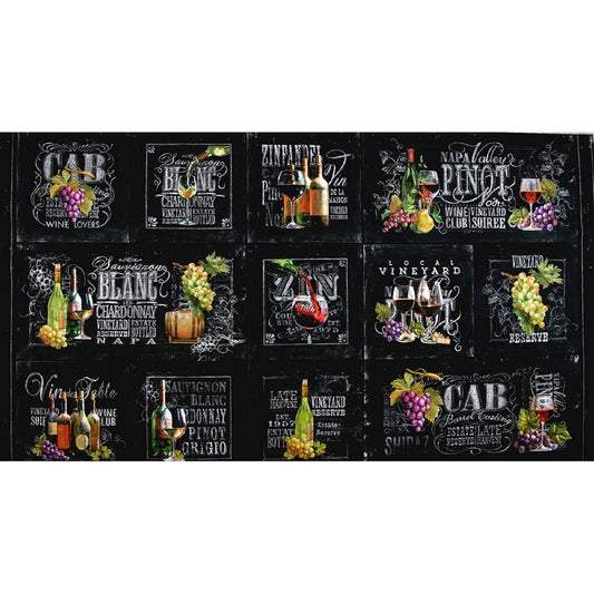 Life Happens Wine Panel-Northcott Fabrics-Blackboard Design