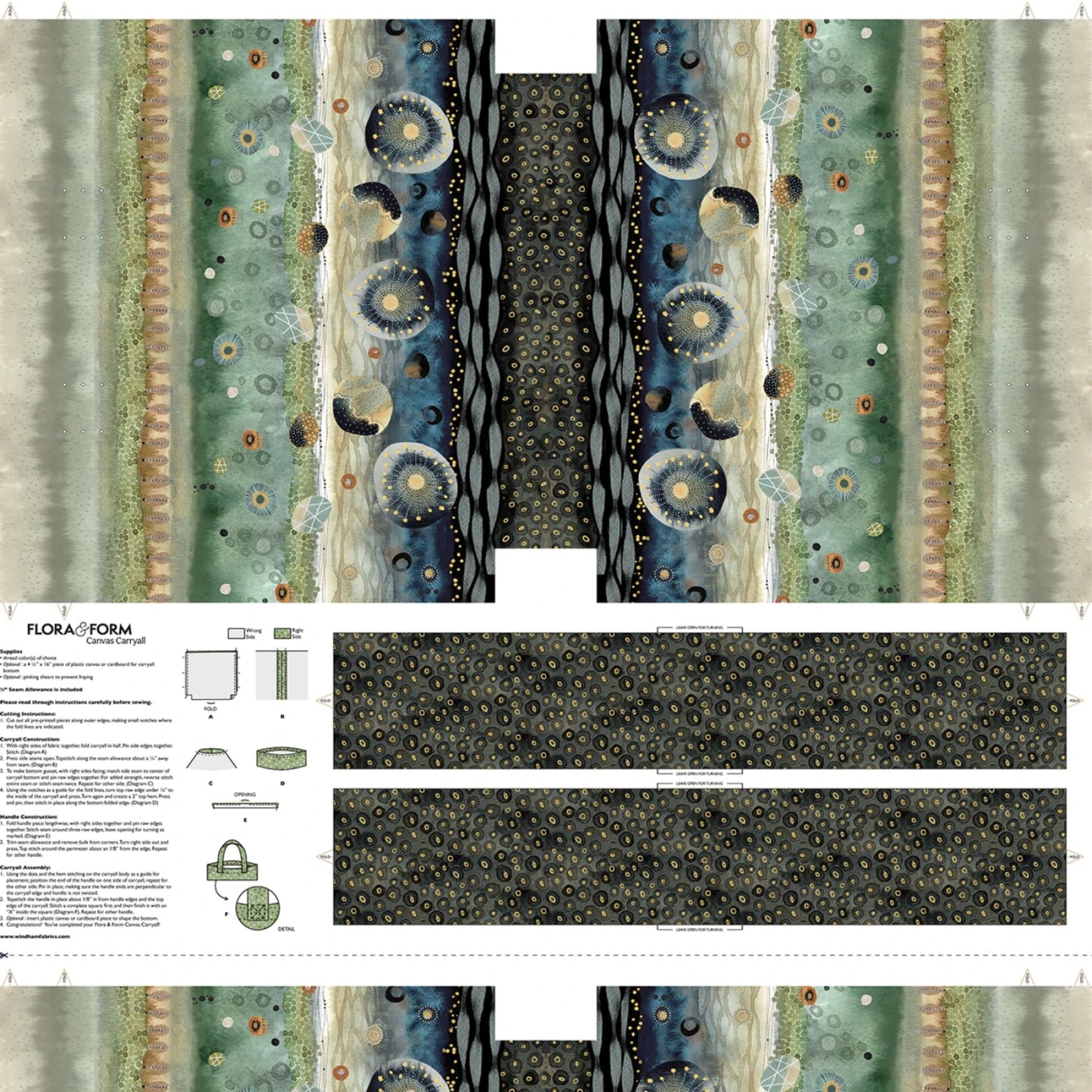 Multi Flora & Form Canvas Carryall By Windham Fabrics