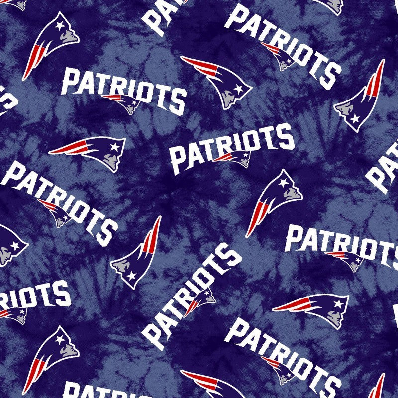 New England Patriots Logos-Tie-Dyed Flannel-Fabric Traditions-BTY