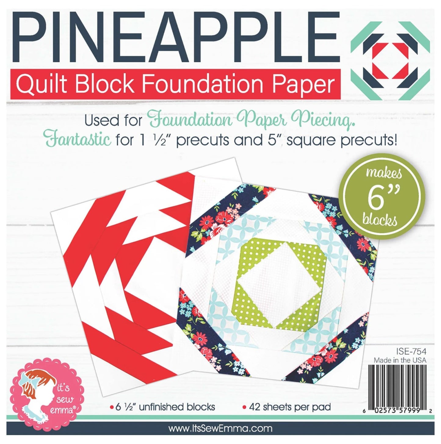 Foundation Papers-6 Inch Pineapple-Quilt Blocks-It's Sew Emma