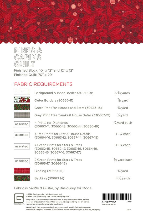 Pines & Cabins Quilt Pattern by Basic Grey