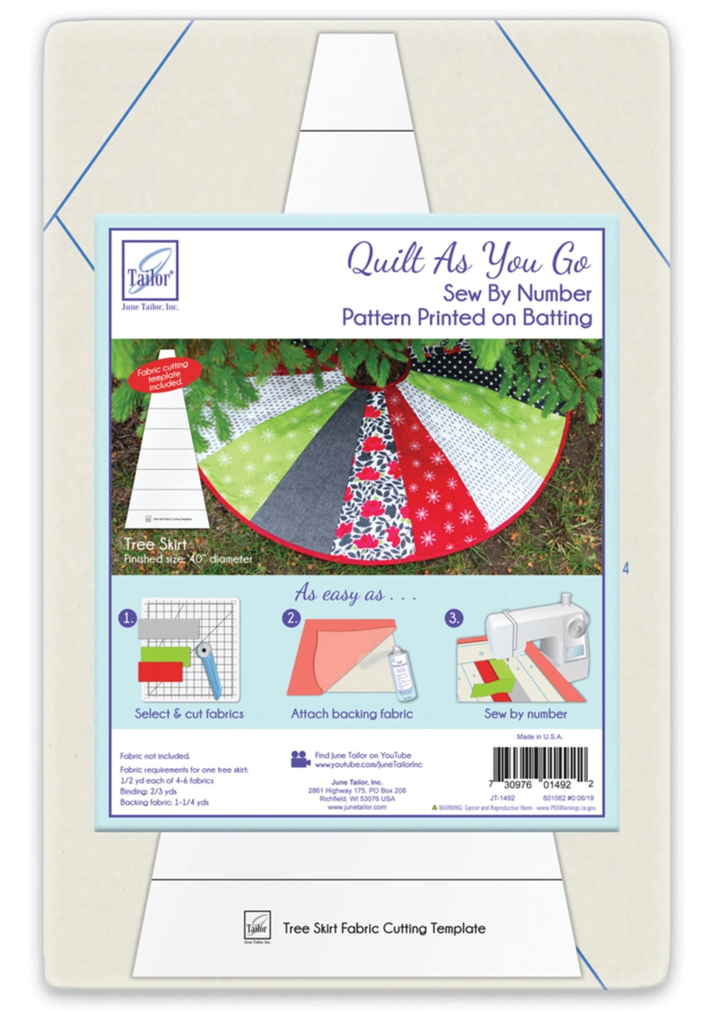 Tree Skirt Pattern-Quilt As You Go-June Tailor-Batting Included