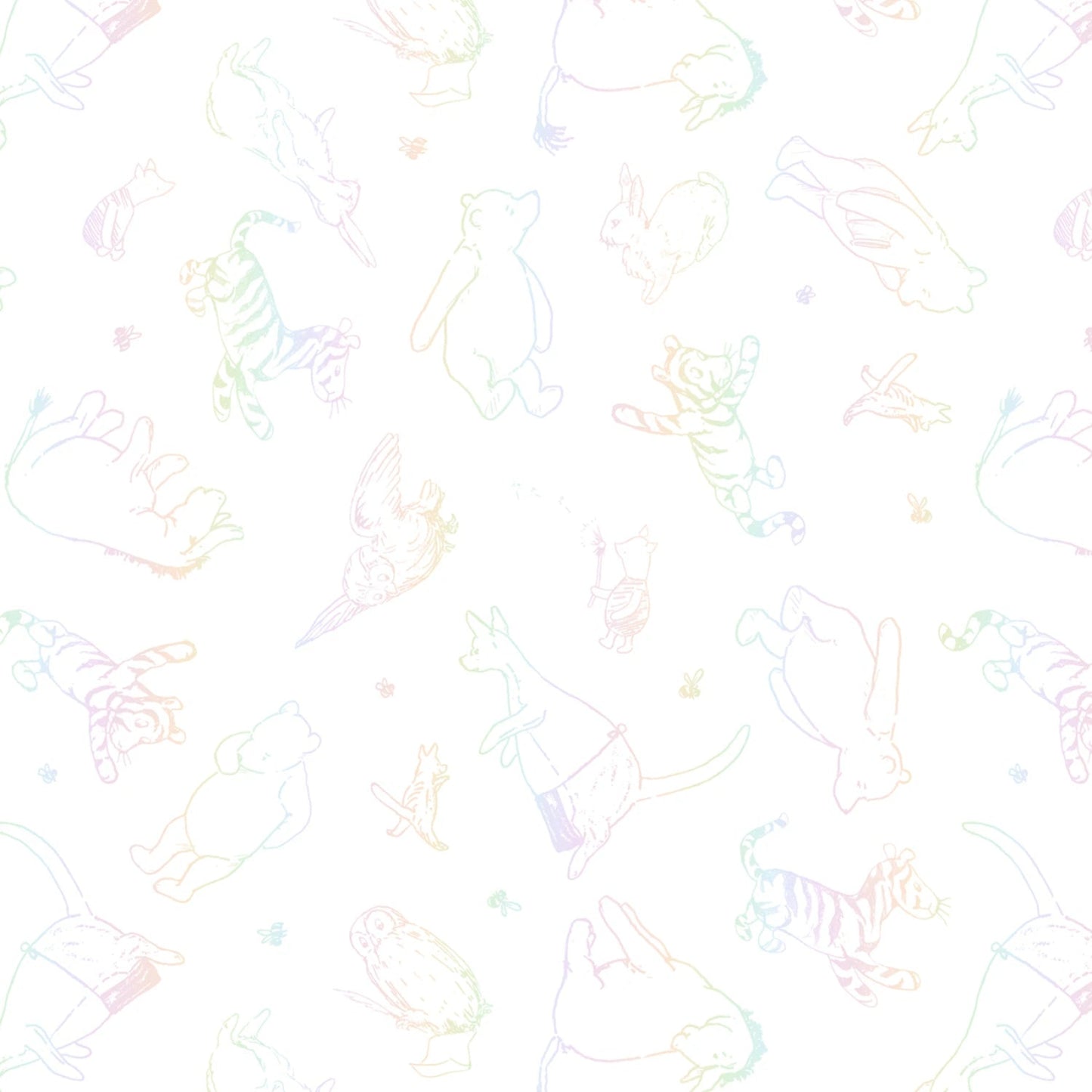 Winnie The Pooh-White Rainbow Lineart-on White Background-BTY