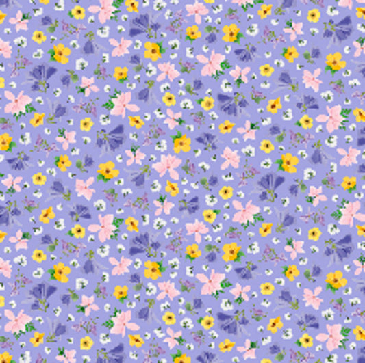 Wildflowers Tossed on Lavender B/G-BTY-Quilting Treasures