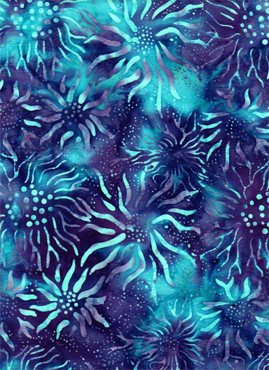 Batik Textiles-4507-Serendipity-Floral Print-Blue & Teal