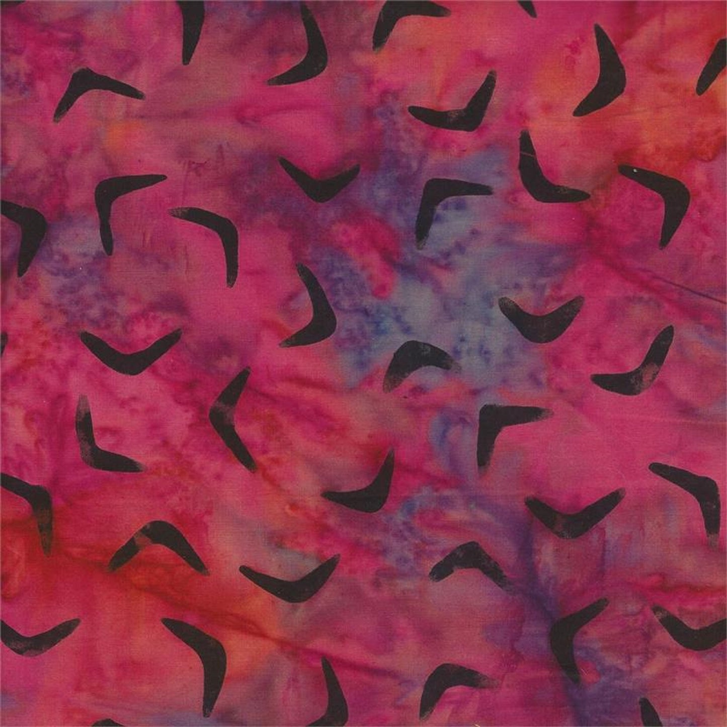 Fat Quarter-#5702-Black Boomerangs on Pink/Purple B/G-Batik Textiles
