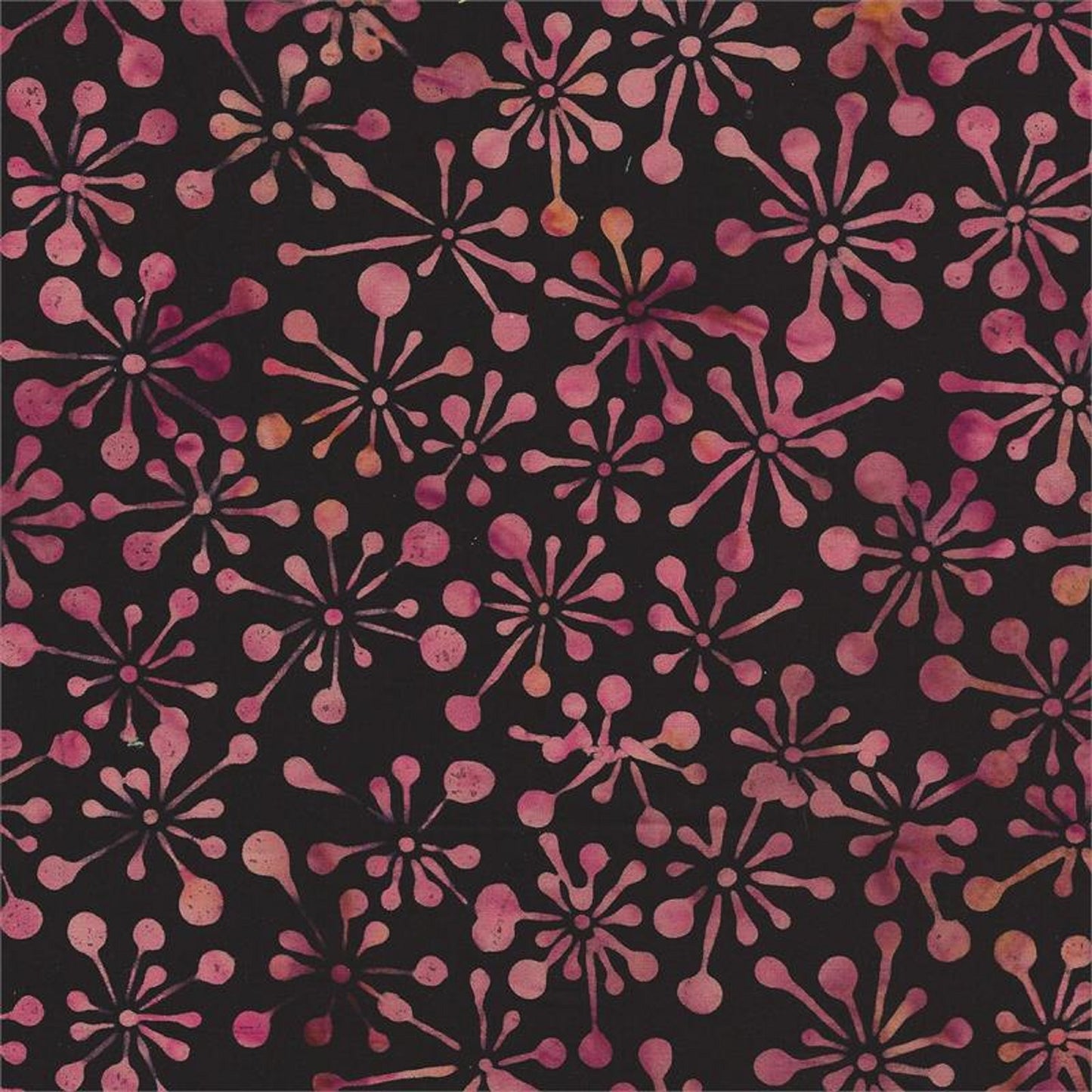 Fat Quarter-#5703-Pink Print on Black B/G-Batik Textiles