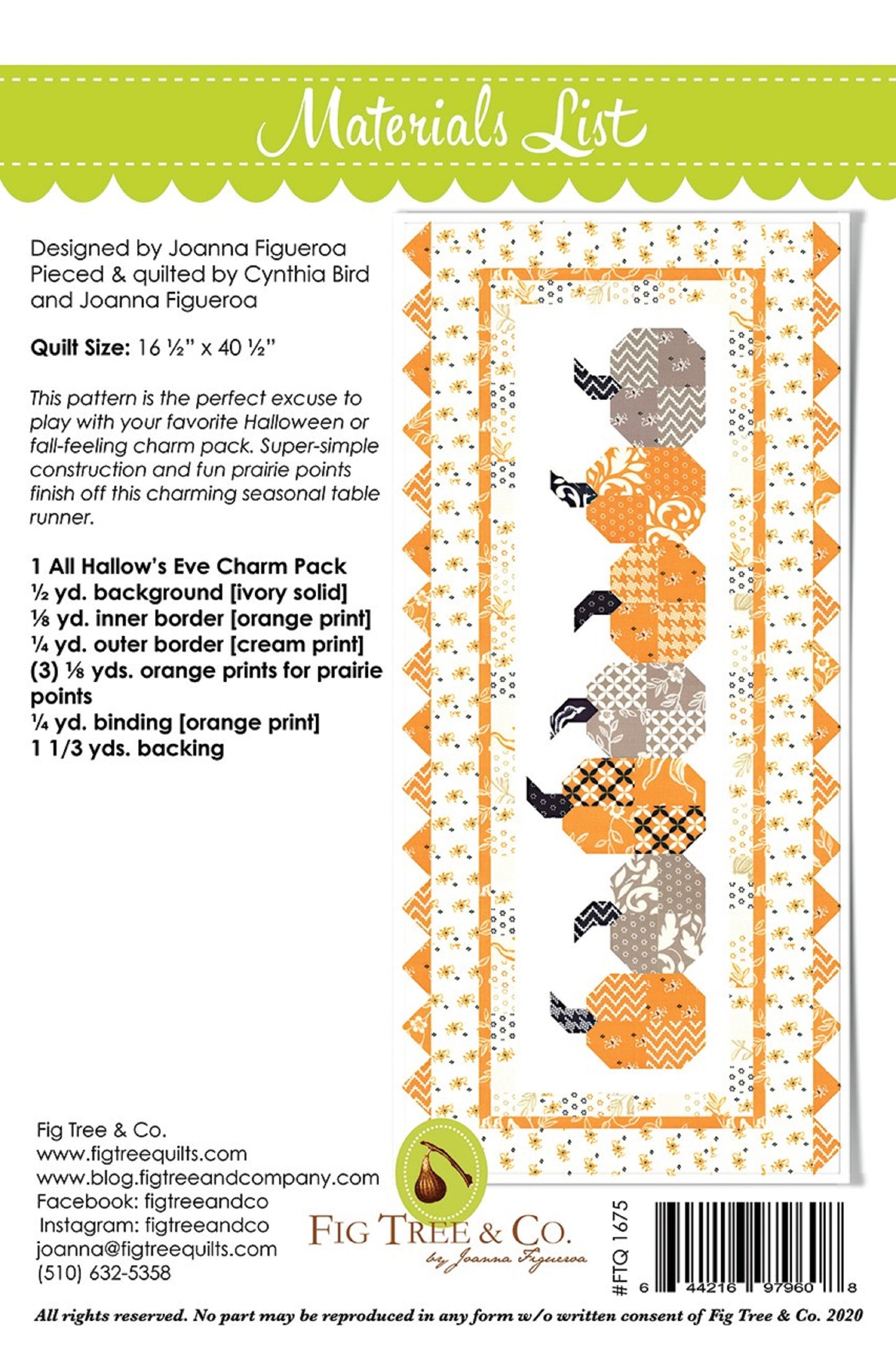 Pumpkins in a Row Pattern by Fig Tree & Co