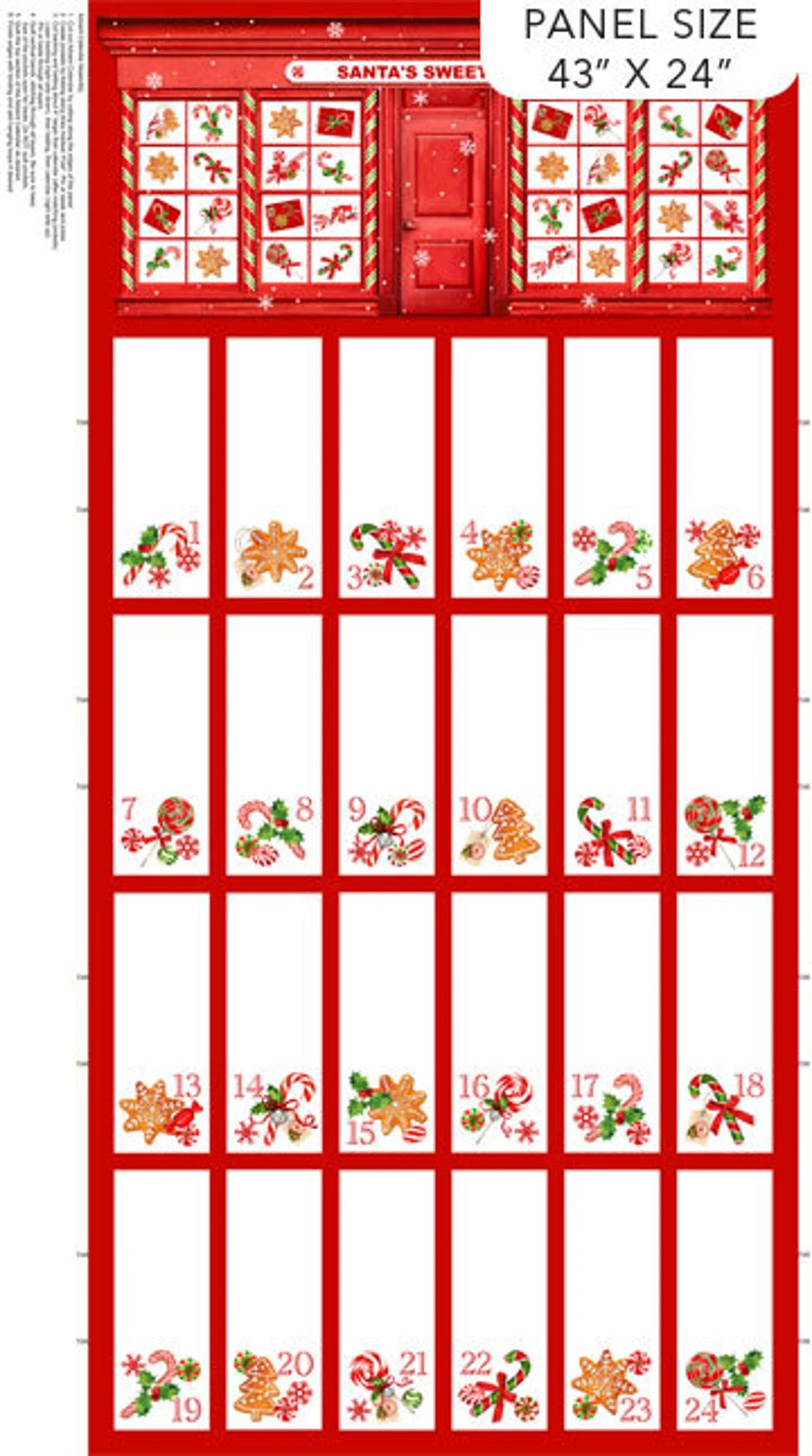 Peppermint Candy Advent Calendar Panel by Northcott Fabrics