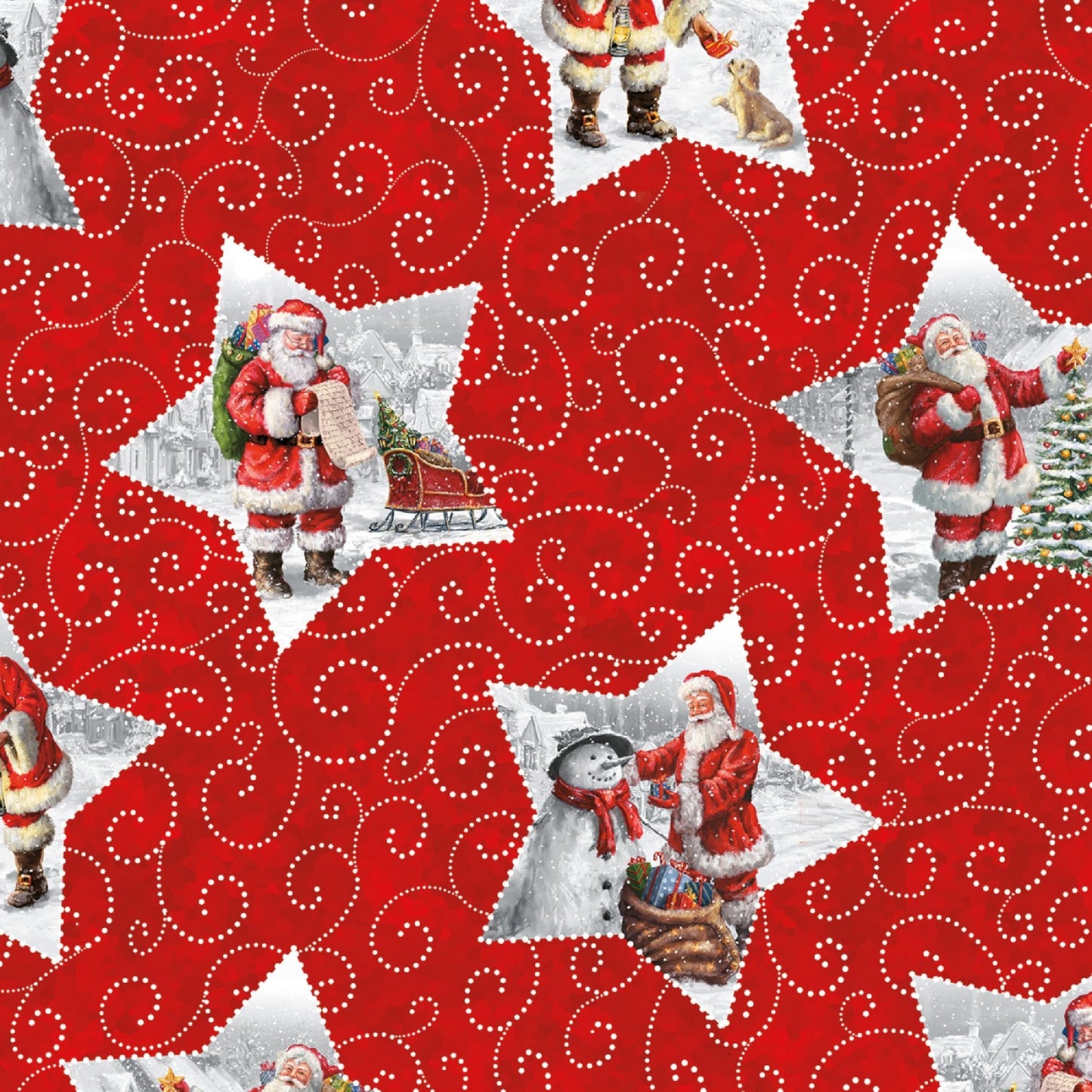 Picture A Christmas Star-Santa in Stars-Red B/G-Riley Blake-BTY