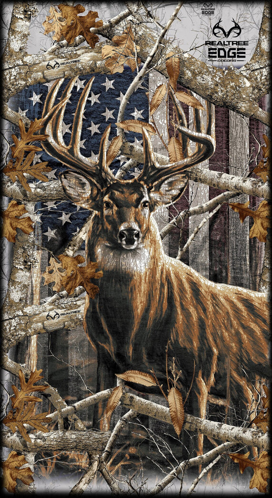 Real Tree Patriotic Deer Panel by Print Concepts-24" x 43"
