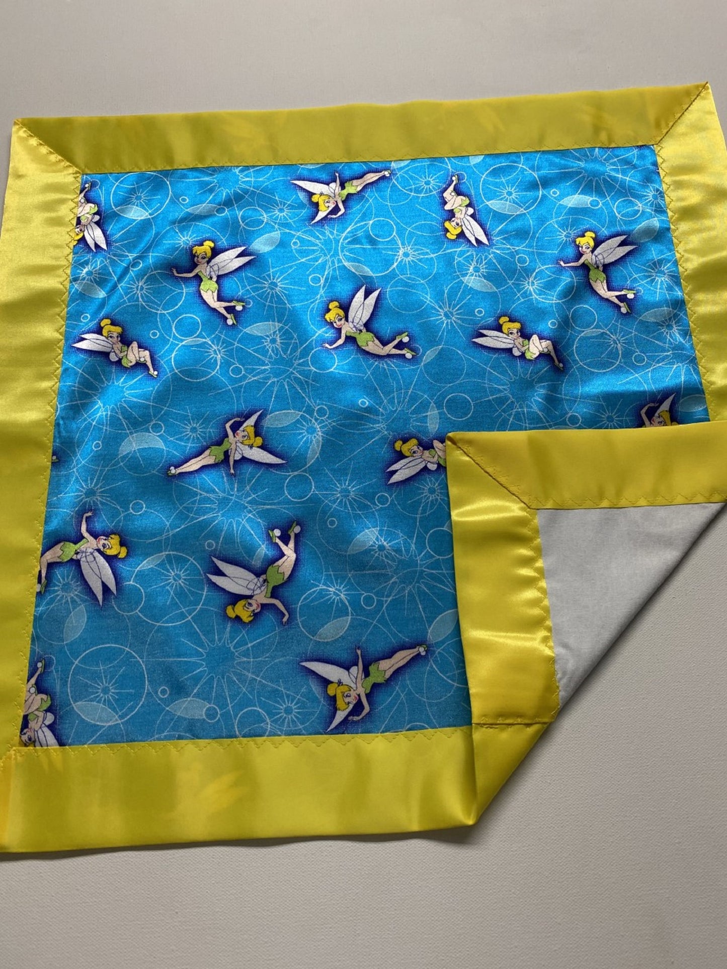 Lovey-Tinker Bell Satin w/Yellow Satin Binding