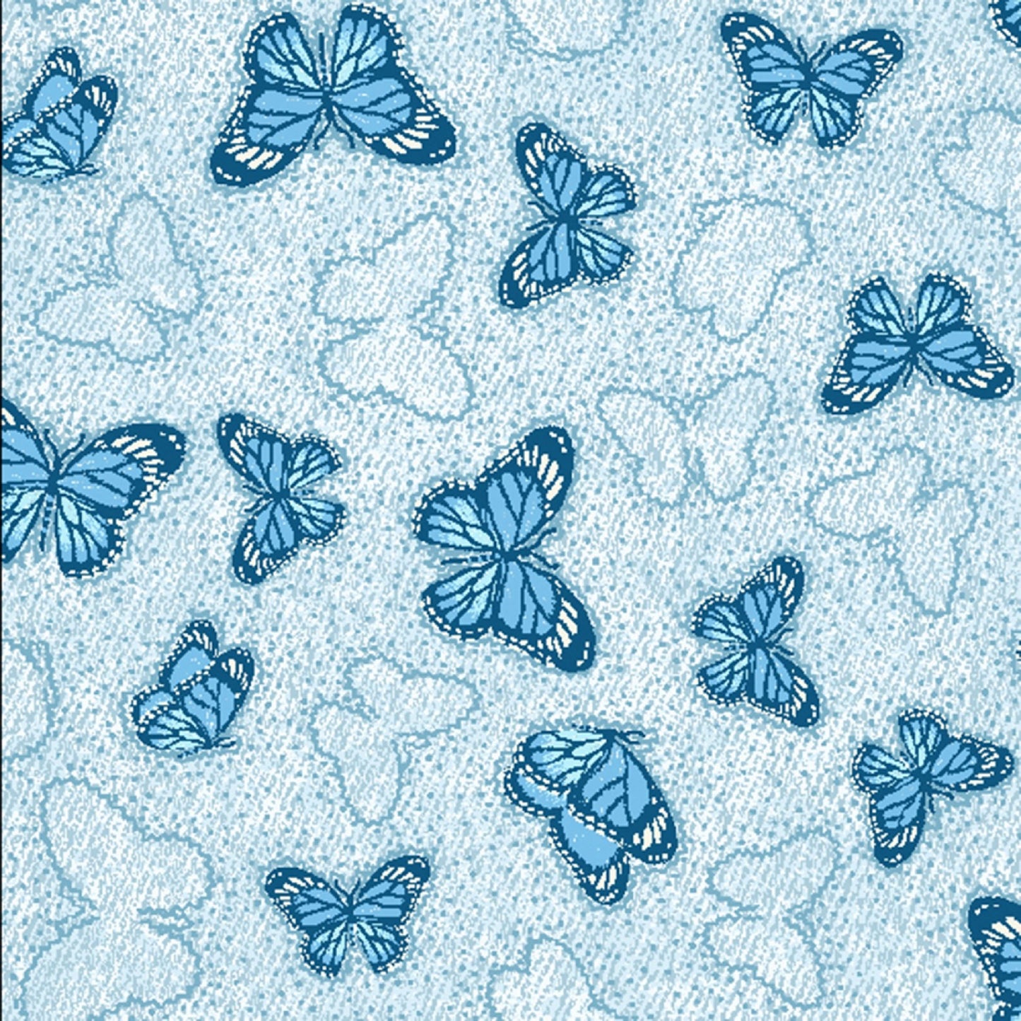 Tonal Butterflies on Tonal Light Blue Denim-Oasis Fabric-BTY