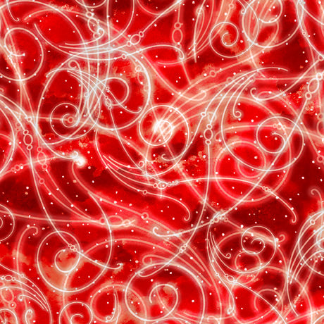 Whirlwind Snow Blowing-Red Background-Quilting Treasures-BTY-Digital Print