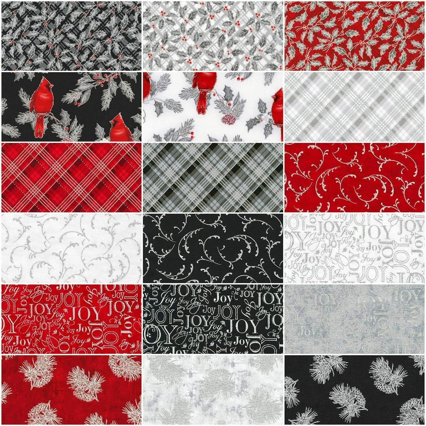 Winter's Grandeur Fat Quarter Bundle + Panel-Scarlet-Robert Kaufman-19 F/Q