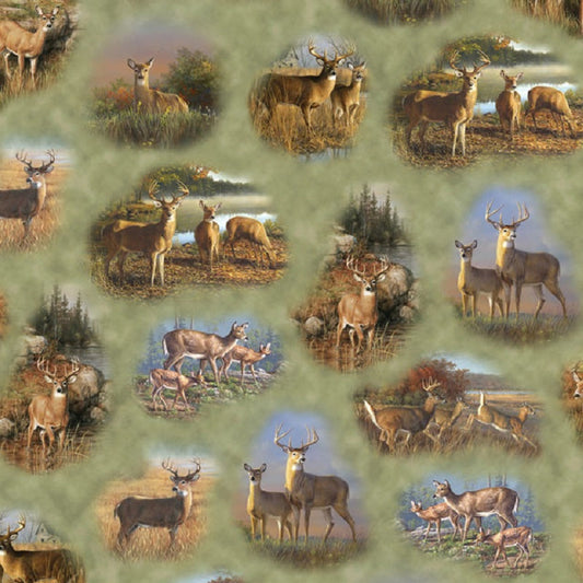 Deer Valley "Vignettes of Deer"-Quilting Treasures-BTY