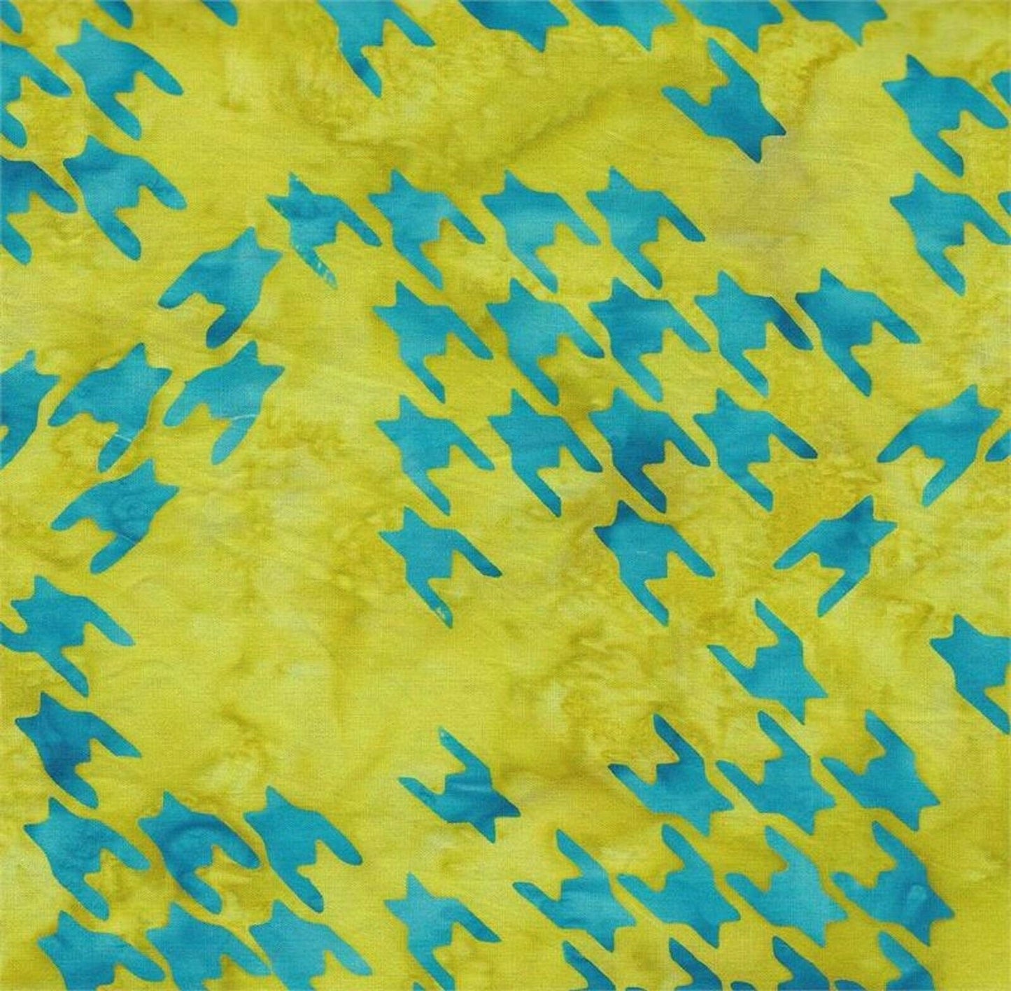 Fat Quarter-#5525-Turquoise Novelty Print on Yellow Green B/G-Batik Textiles