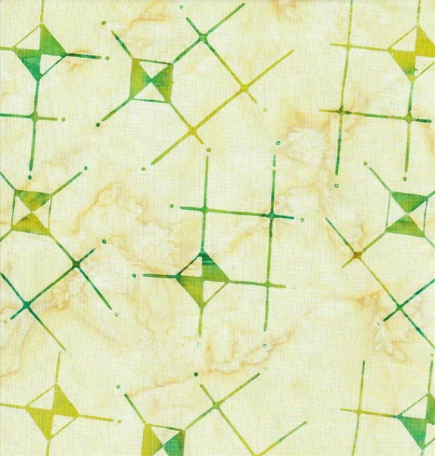 Fat Quarter-#5530-Green Print on Cream B/G-Batik Textiles
