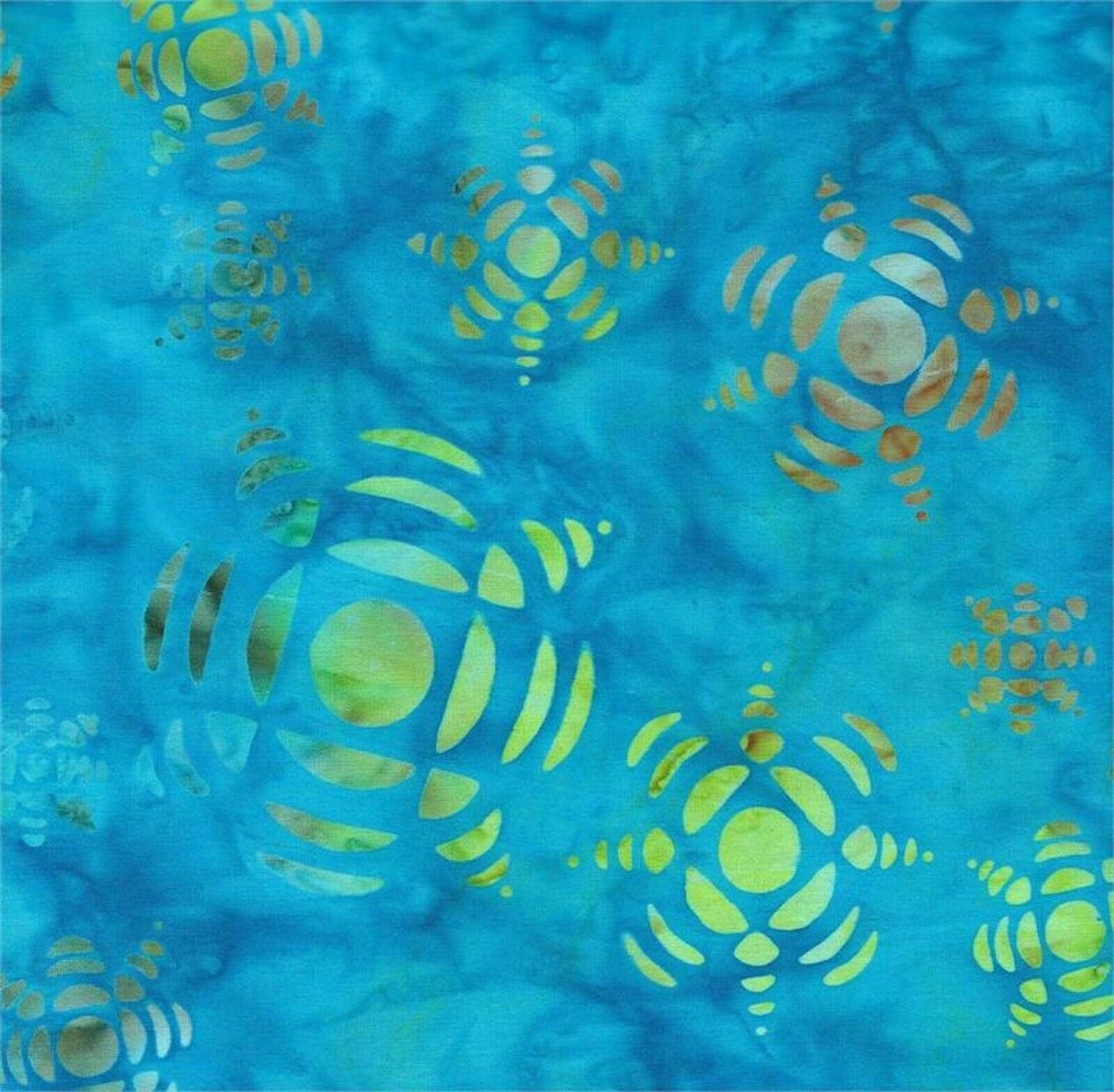 Fat Quarter-#5524-Green Print on Blue B/G-Batik Textiles