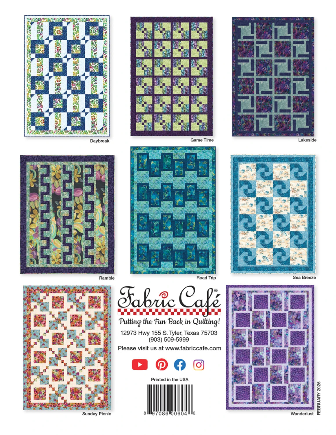 Weekend 3 Yard Quilts-Fabric Cafe - 8 Designs