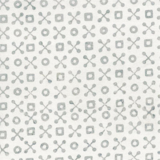 Batik Textiles-#5727-Gray X's-O's-Squares-Cream B/G-Fat Quarter