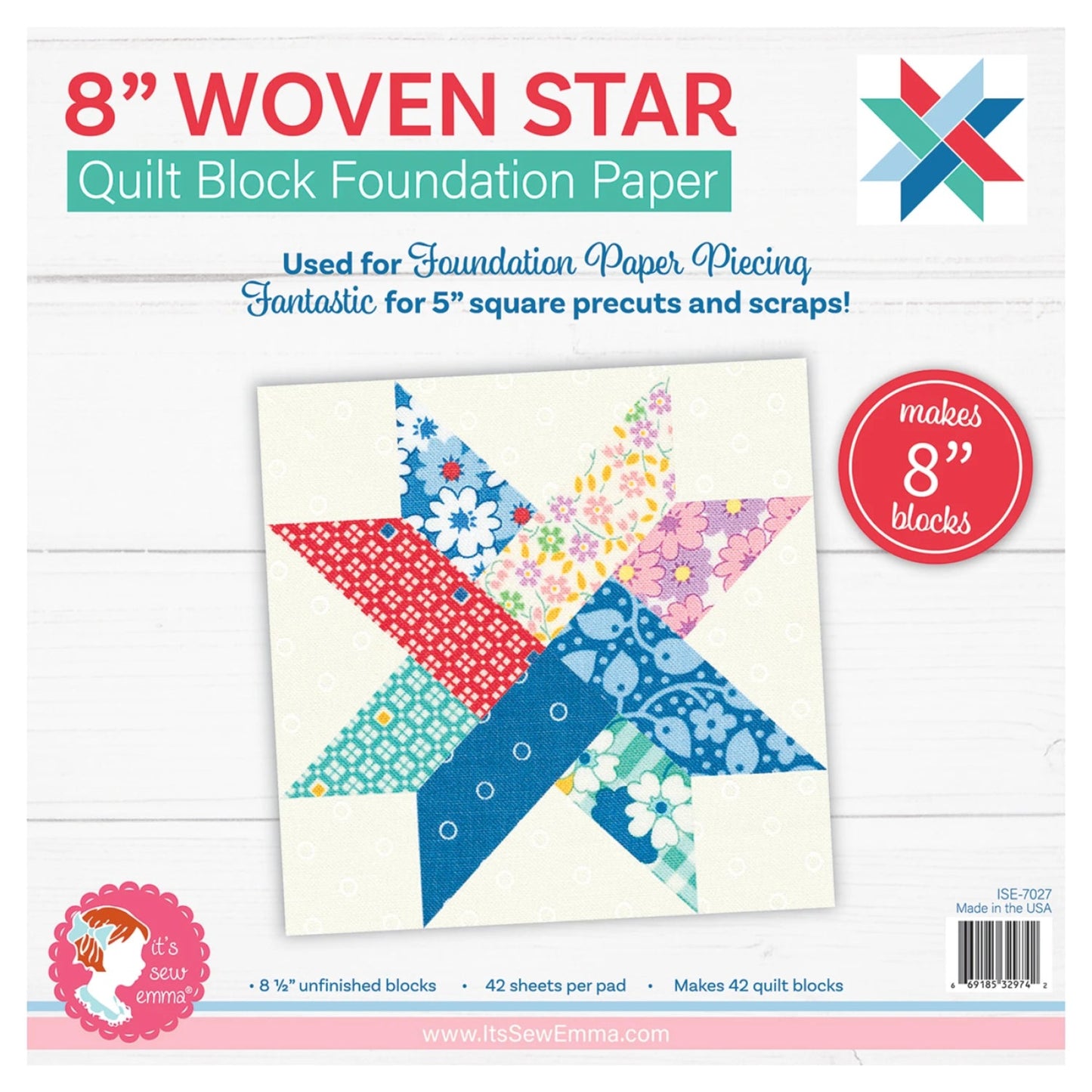 8 Inch Woven Star Foundation Papers-It's Sew Emma
