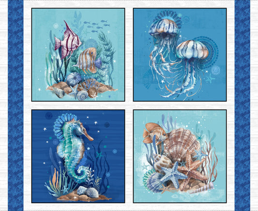 Pillow Panel by Blank Quilting-Aqua colors-36 Inch Repeat