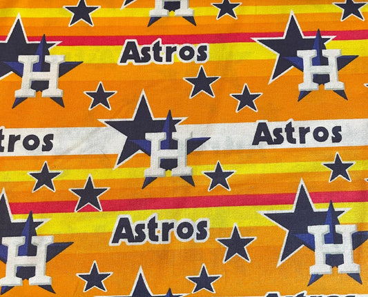 Rainbow Striped Astros w/Astros Logo-BTY-Fabric Traditions
