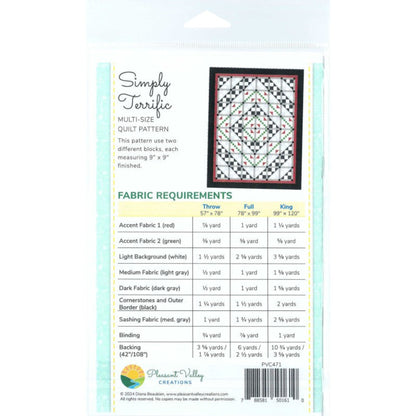 Simply Terrific Quilt Pattern by Pleasant Valley Creations-3 Sizes Incl.