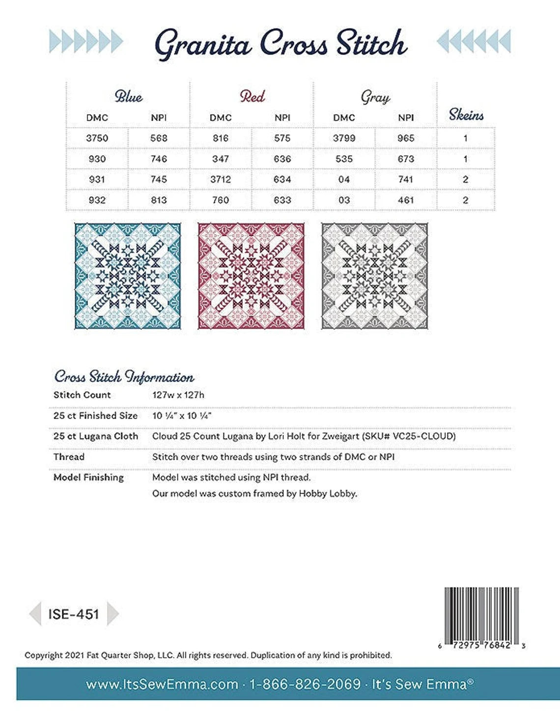 Granita-Cross Stitch Pattern by It's Sew Emma Stitchery