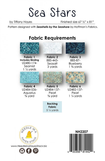 Sea Stars Quilt Pattern by Needle in a Hayes Stack For Hoffman Fabrics