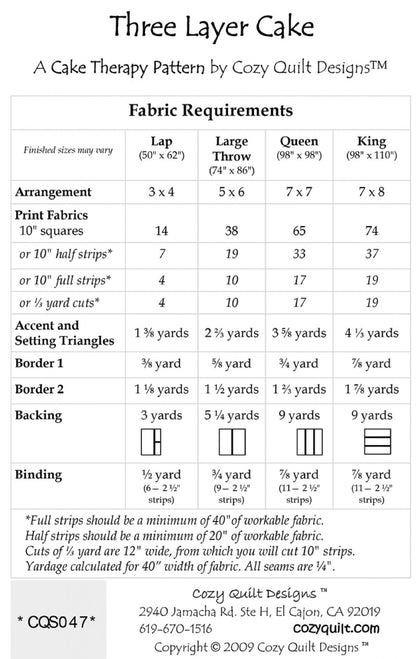 Three Layer Cake Quilt Pattern-Cozy Quilt Designs