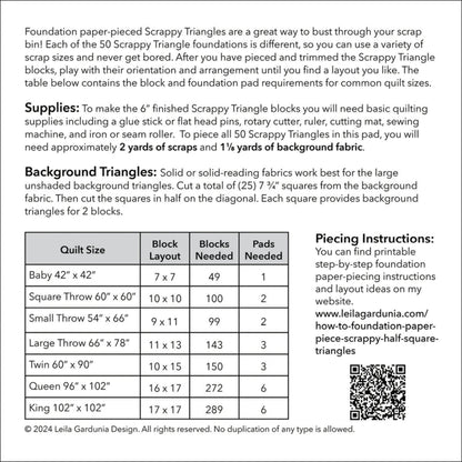 Scrappy Triangles Foundation Papers-6 Inch Finished Block