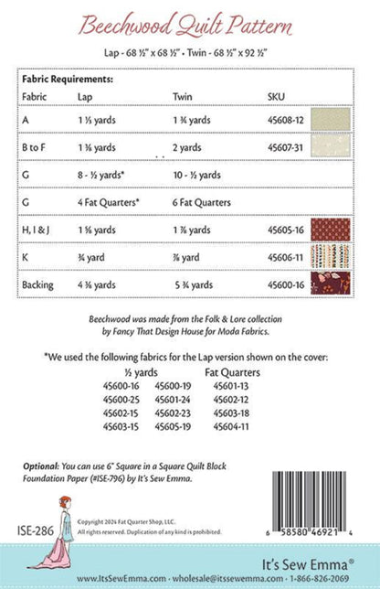 Beechwood Quilt Pattern by It's Sew Emma