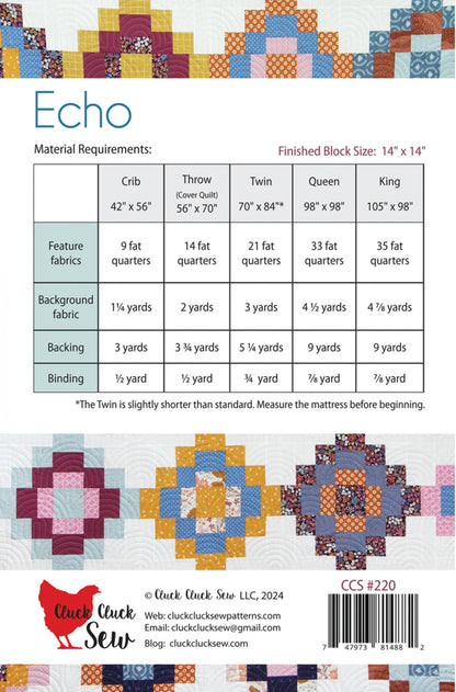 Echo Quilt Pattern by Cluck Cluck Sew