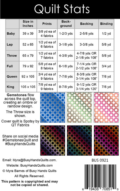 Gemstones Quilt Pattern by Busy Hands Quilts