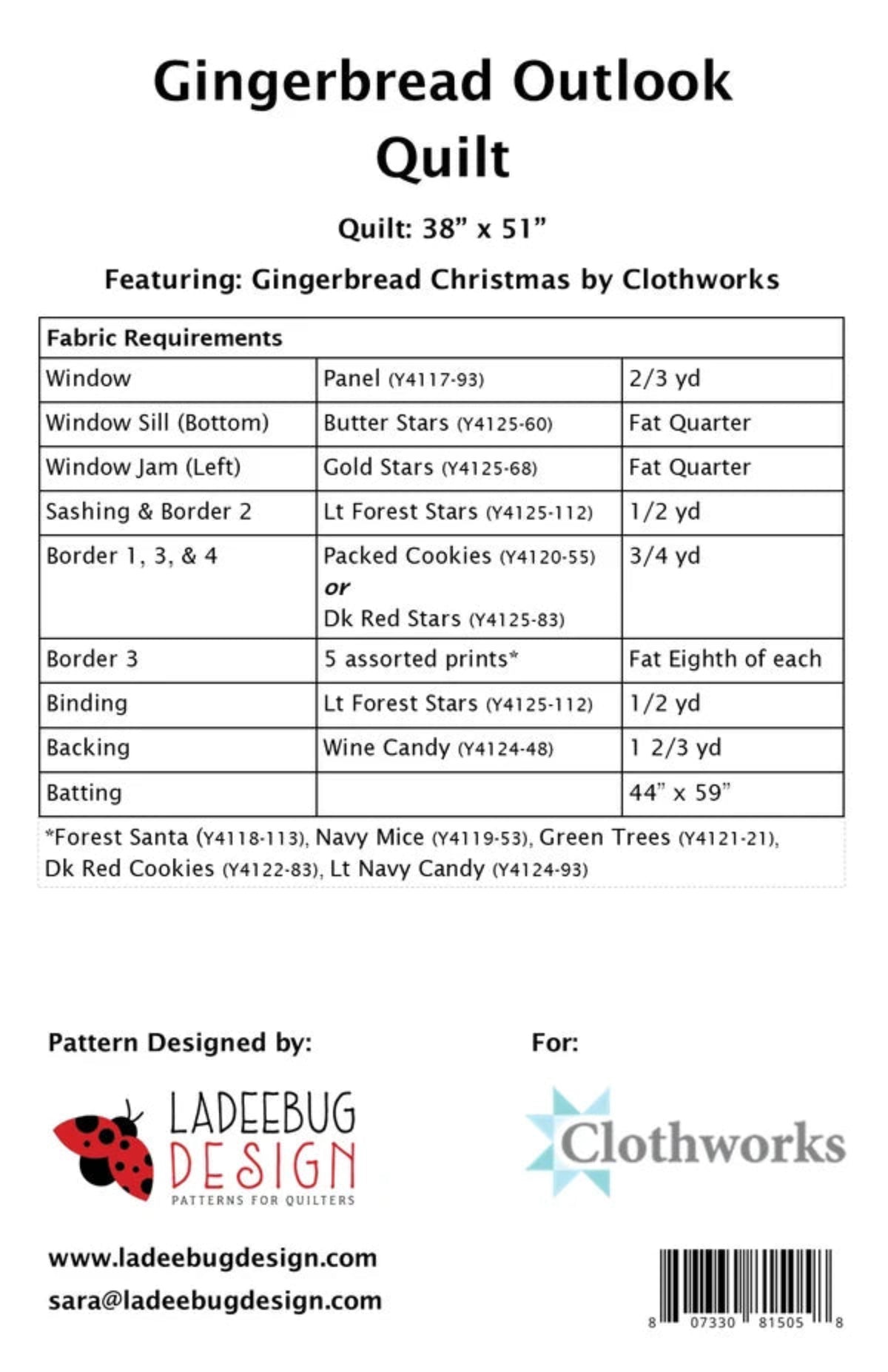 Gingerbread Outlook Quilt Pattern by Ladeebug Design