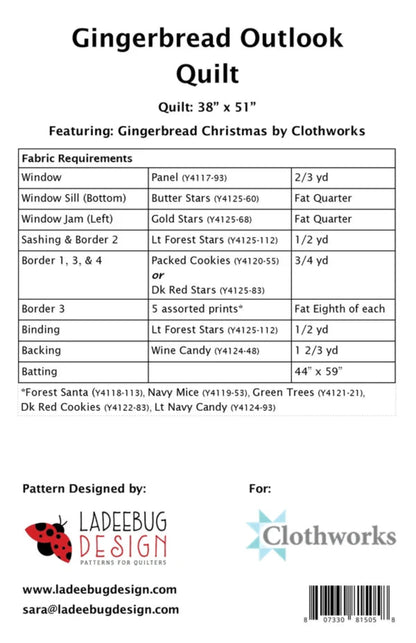 Gingerbread Outlook Quilt Pattern by Ladeebug Design