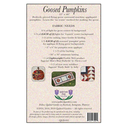 Goosed Pumpkins Table Runner Pattern by Quilted Garden Designs