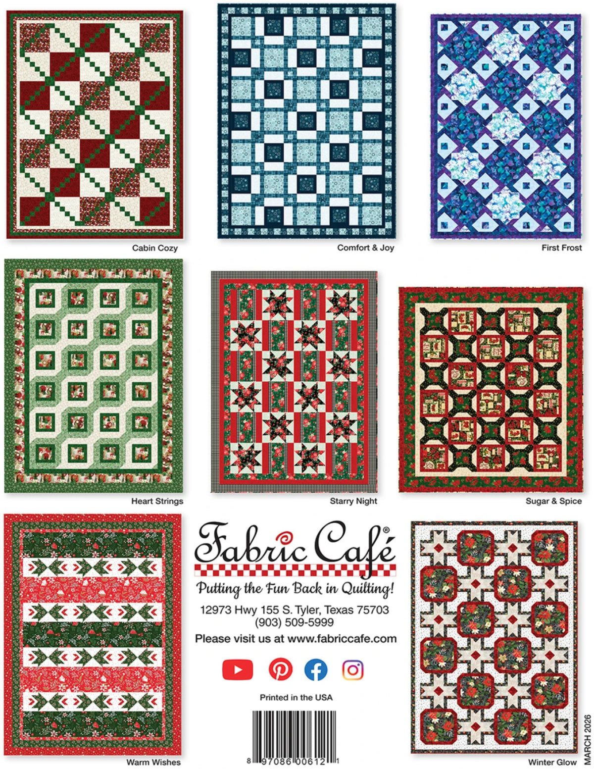 Holly Jolly 5-Yard Quilts-Fabric Cafe-8 Designs